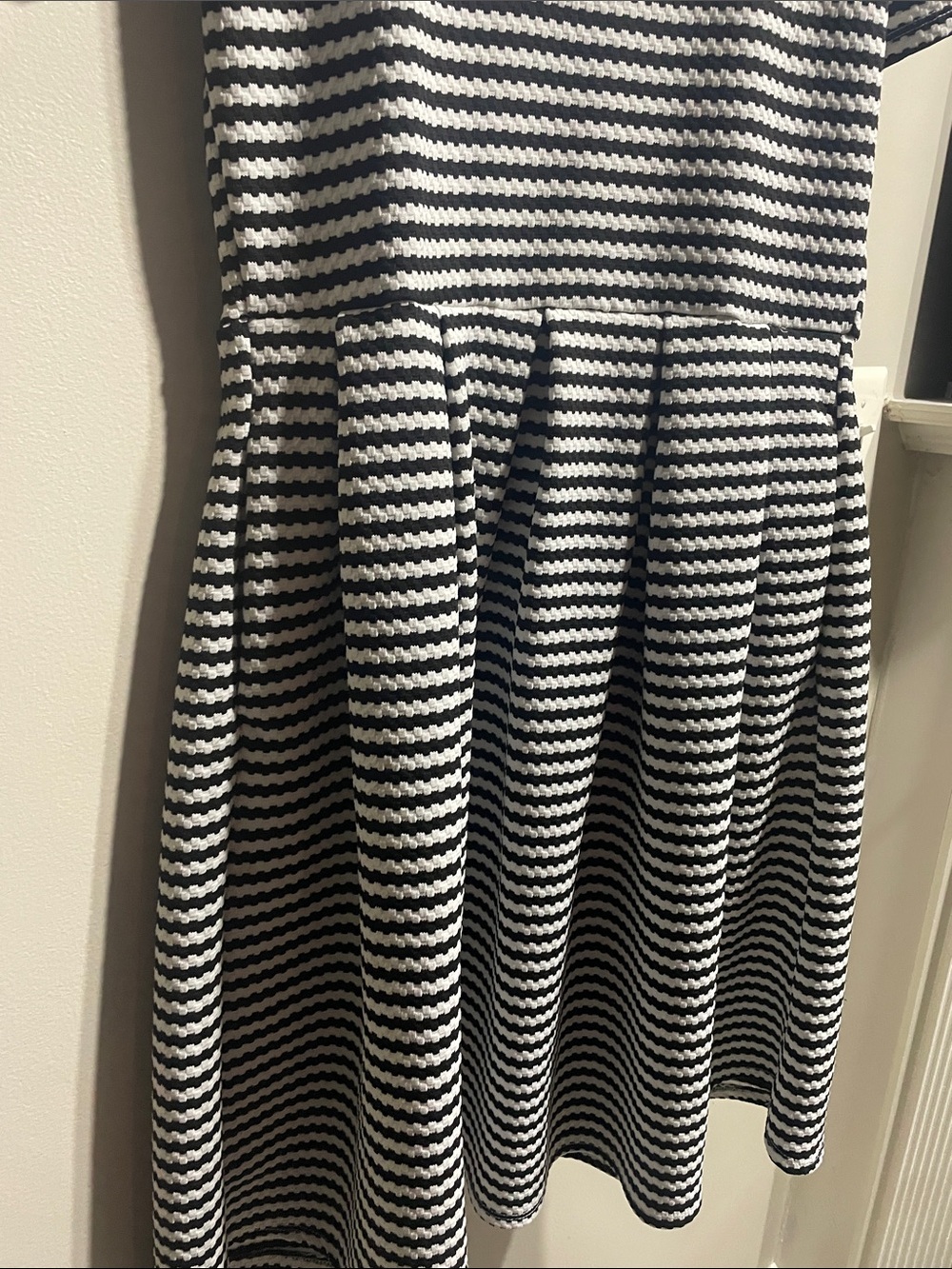 LuLaRoe Black and White Striped Fit-and-Flare Dress - Picture 3 of 4